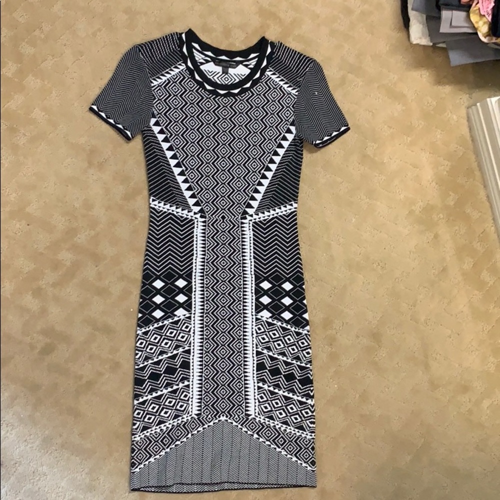 Black and white pattern body con dress